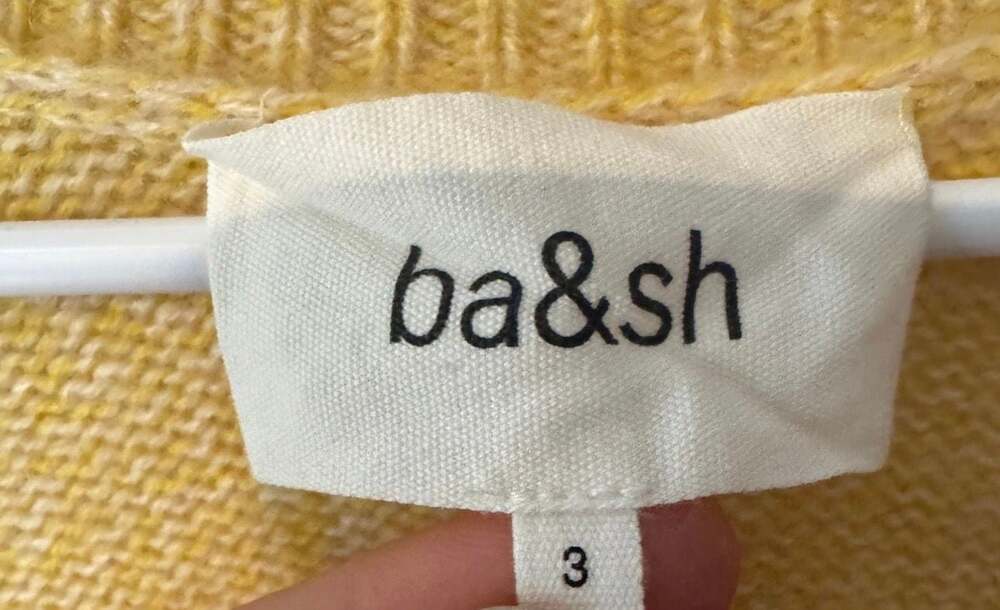 ba&sh Carila 100% Cashmere V-Neck Button-Front Cardigan in Yellow - Picture 3 of 4